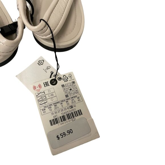 Zara Womens Leather Slingback Ballet Flats EU 41 US 10 off White 1549/510 NWOB - Picture 7 of 9